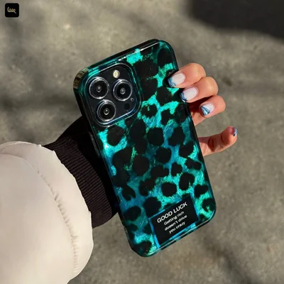 قاب آیفون مدل پلنگی زمردی G1026