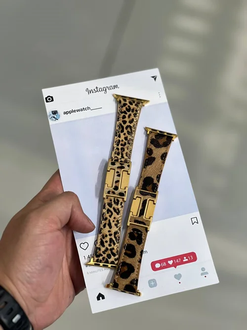 بند اپل واچ مدل هرمس پلنگی BA1548