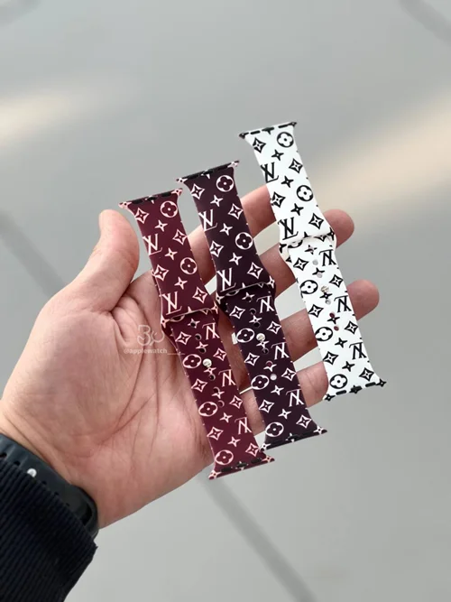 بند اپل واچ مدل سیلیکون طرحدار LV لویی ویتون BA1526