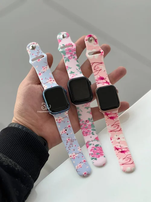 بند اپل واچ مدل سیلیکون طرحدار شکوفه BA1517